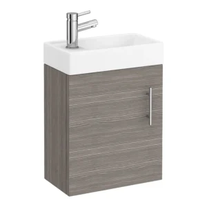 Milan W400 x D222mm Grey Avola Effect Compact Wall Hung Basin Unit