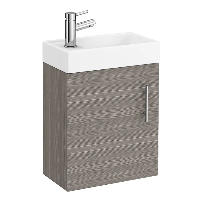 Milan W400 x D222mm Grey Avola Effect Compact Wall Hung Basin Unit