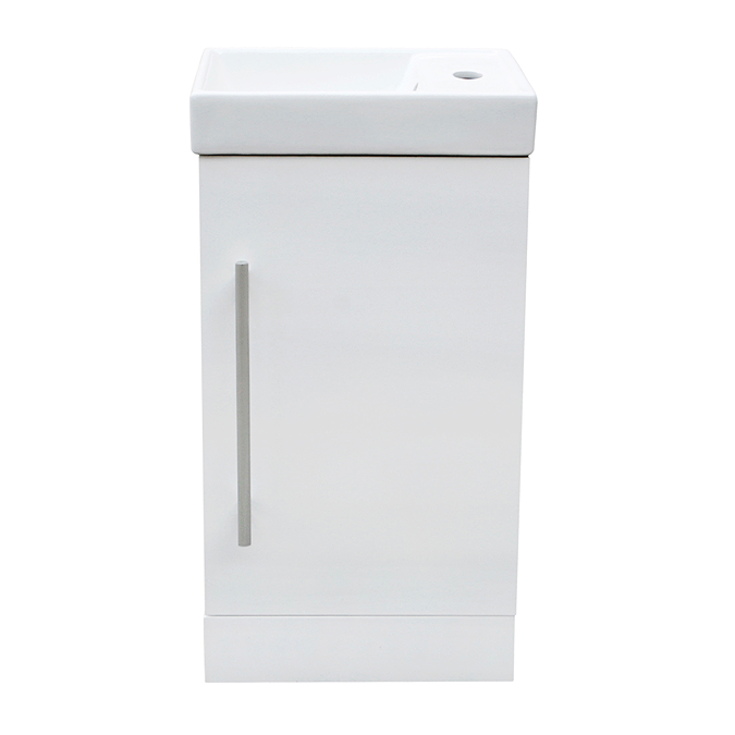 AquaSure Milan Small Floor Standing PVC Vanity Basin Unit Gloss White (W400 x D220mm) 100% Waterproof - Image 6