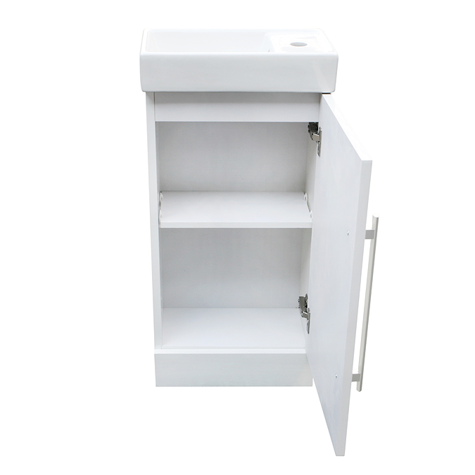 AquaSure Milan Small Floor Standing PVC Vanity Basin Unit Gloss White (W400 x D220mm) 100% Waterproof - Image 4