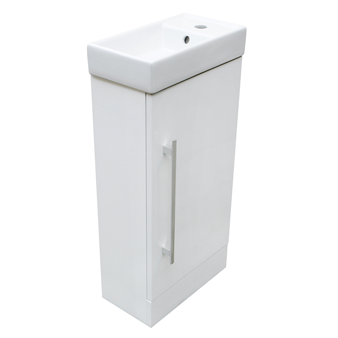 AquaSure Milan Small Floor Standing PVC Vanity Basin Unit Gloss White (W400 x D220mm) 100% Waterproof - Image 3