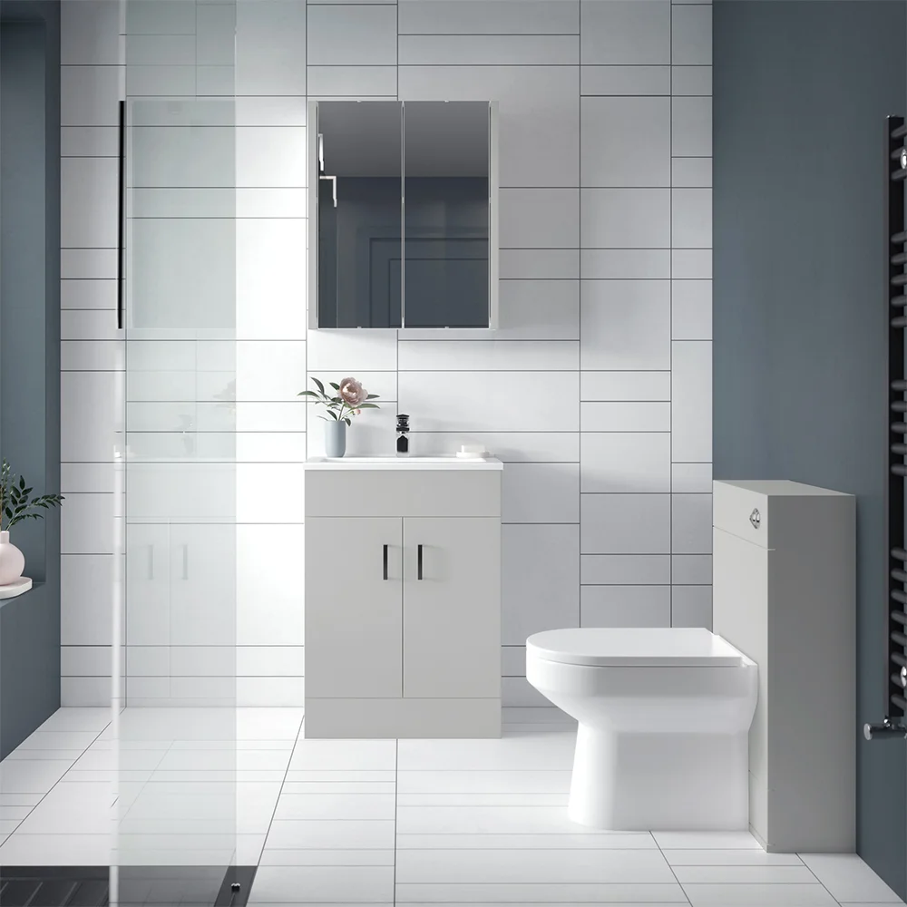 Toreno Light Grey 600mm Modern Vanity Unit - Image 2