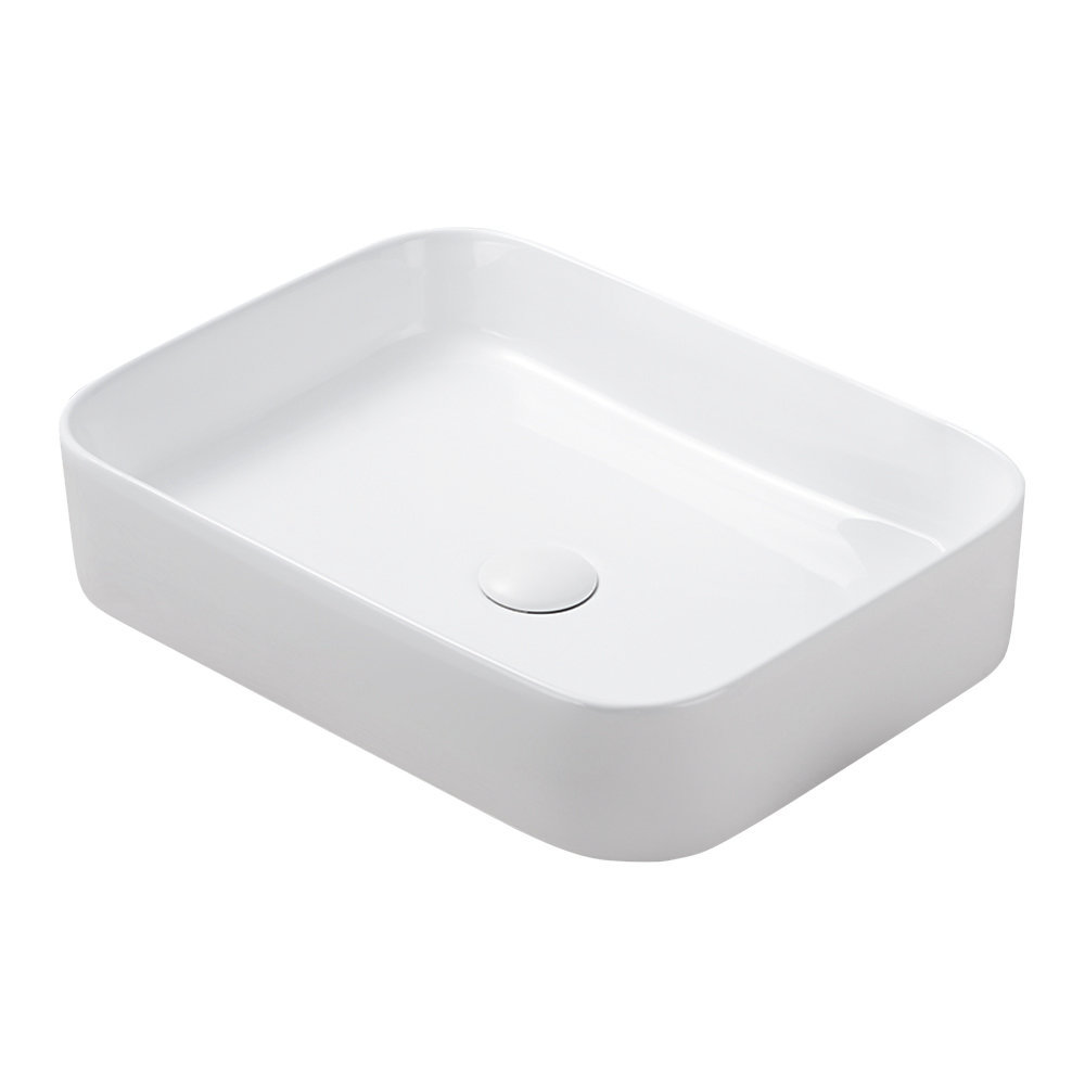 Osaka Slatted Oak 800mm Wall Hung 2-Drawer Countertop Vanity Unit with White Stone Worktop and Rectangular Basin - Image 5