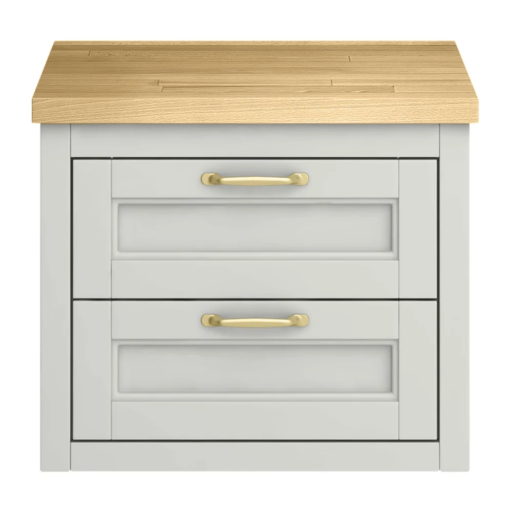 Chatsworth 545mm Grey Wall Hung Countertop Vanity with Beech Worktop & Brushed Brass Handles - Image 3