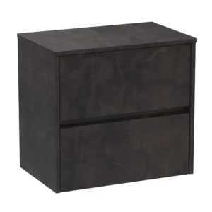 Venice Linea 600mm Metallic Slate Vanity - Wall Hung 2 Drawer Unit with Worktop