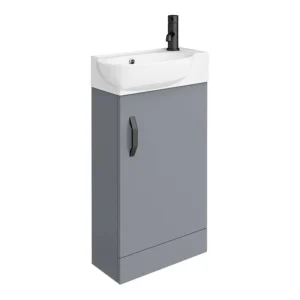 Valencia Perla Floor Standing Vanity incl. Matt Black Handle (Gloss Grey - 450mm Wide)