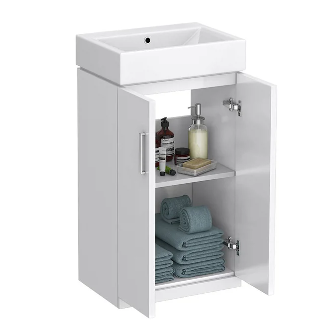Nova Vanity 0TH Sink With Cabinet - 450mm Modern High Gloss White - Image 2