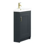Chatsworth Traditional Graphite Corner Vanity Unit with Brushed Brass Handle