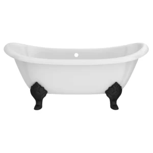 Chatsworth Double Ended Slipper Roll Top Cast Iron Bath - 1700 x 760mm with Matt Black Feet