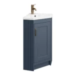 Chatsworth Traditional Blue Corner Vanity Unit with Antique Brass Handle