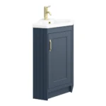 Chatsworth Traditional Blue Corner Vanity Unit with Brushed Brass Handle