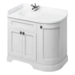 Burlington Freestanding Corner Vanity Unit - Matt White - Left Hand 1000mm with Worktop White Worktop