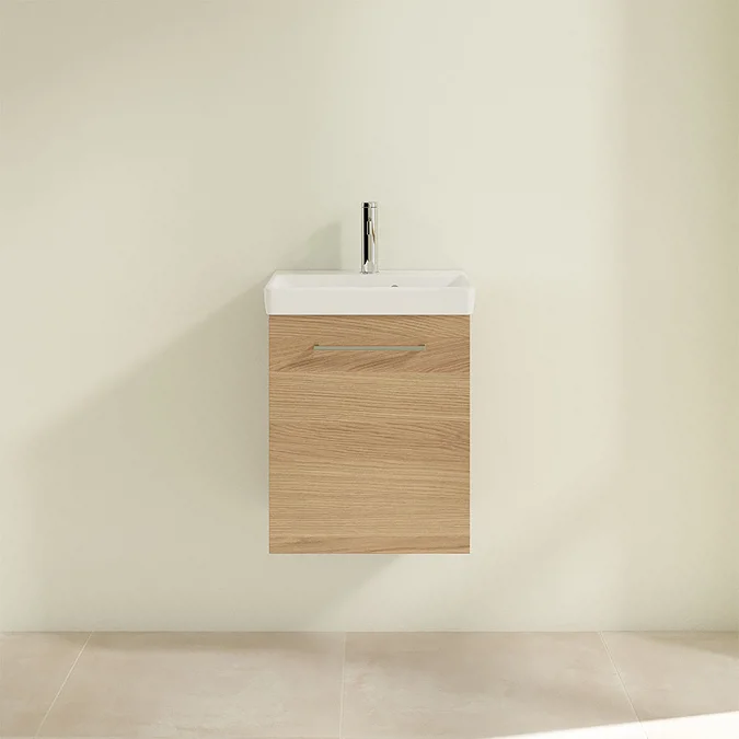 Villeroy and Boch Avento Nordic Oak 450mm Wall Hung 1-Door Vanity Unit - Image 3