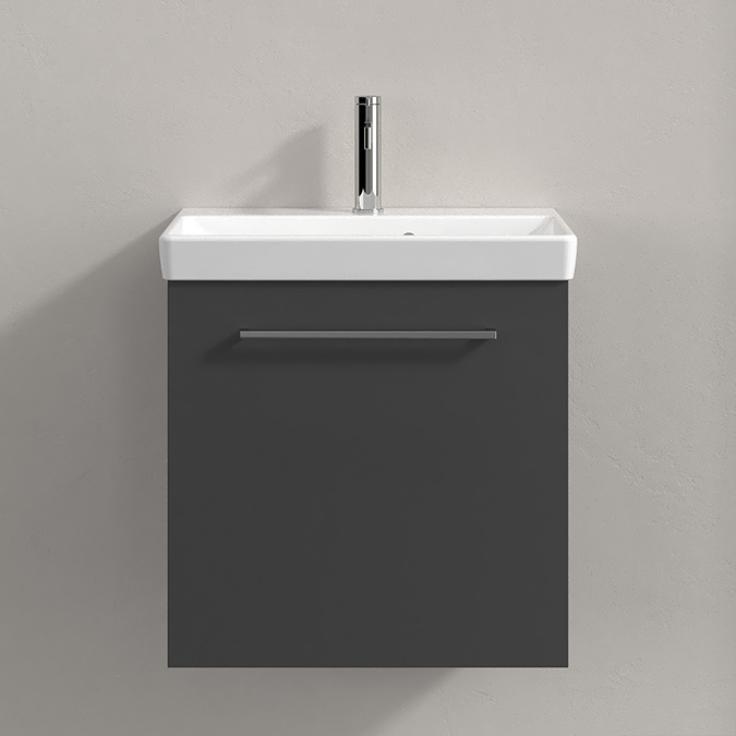 Villeroy and Boch Avento 550mm Wall-Hung Vanity Unit & Basin - Graphite with Chrome Handle - Image 2