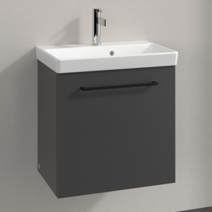 Villeroy and Boch Avento 550mm Wall-Hung Vanity Unit & Basin - Graphite with Black Handle