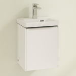 Villeroy and Boch Subway 3.0 Brilliant White 370mm Wall Hung 1-Door Vanity Unit with Glossy Aluminium Handle
