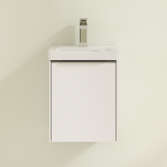 Villeroy and Boch Subway 3.0 Brilliant White 370mm Wall Hung 1-Door Vanity Unit with Glossy Aluminium Handle - Image 2