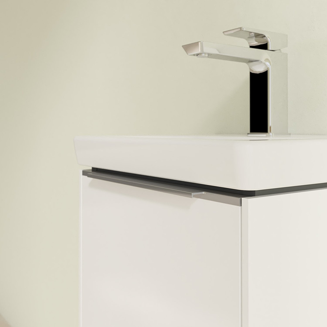 Villeroy and Boch Subway 3.0 Brilliant White 370mm Wall Hung 1-Door Vanity Unit with Glossy Aluminium Handle - Image 4
