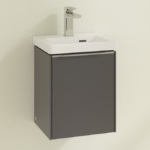 Villeroy and Boch Subway 3.0 Graphite 370mm Wall Hung 1-Door Vanity Unit with Glossy Aluminium Handle