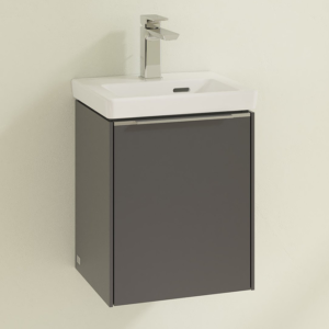 Villeroy and Boch Subway 3.0 Graphite 370mm Wall Hung 1-Door Vanity Unit with Glossy Aluminium Handle