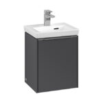 Villeroy and Boch Subway 3.0 Graphite 370mm Wall Hung 1-Door Vanity Unit with Monochrome Handle
