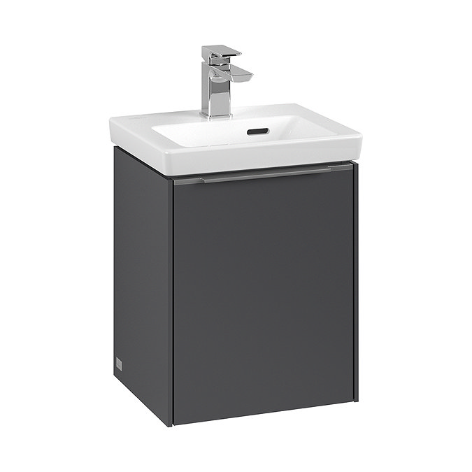 Villeroy and Boch Subway 3.0 Graphite 370mm Wall Hung 1-Door Vanity Unit with Monochrome Handle