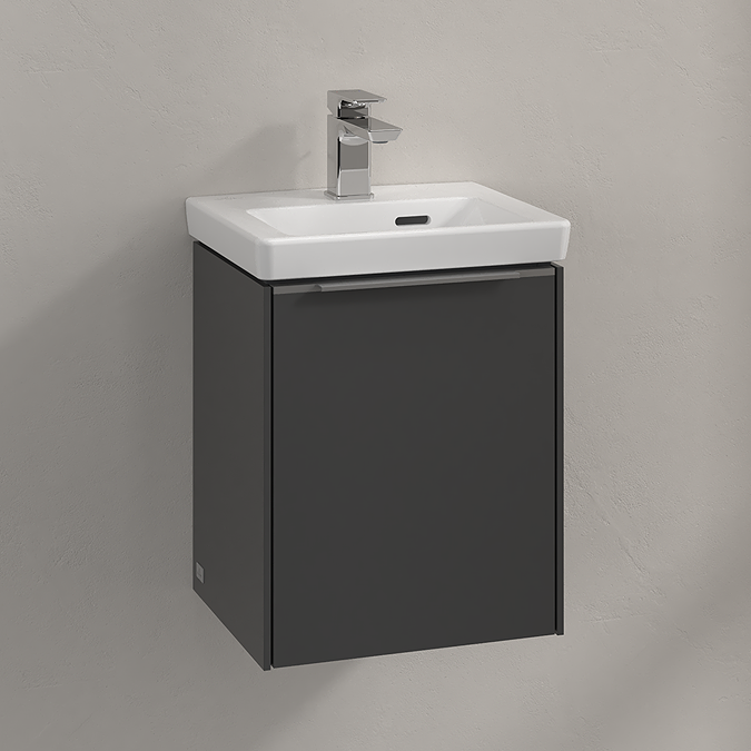 Villeroy and Boch Subway 3.0 Graphite 370mm Wall Hung 1-Door Vanity Unit with Monochrome Handle - Image 2