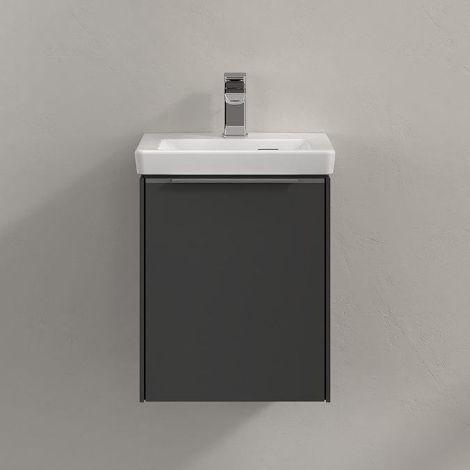 Villeroy and Boch Subway 3.0 Graphite 370mm Wall Hung 1-Door Vanity Unit with Monochrome Handle - Image 3