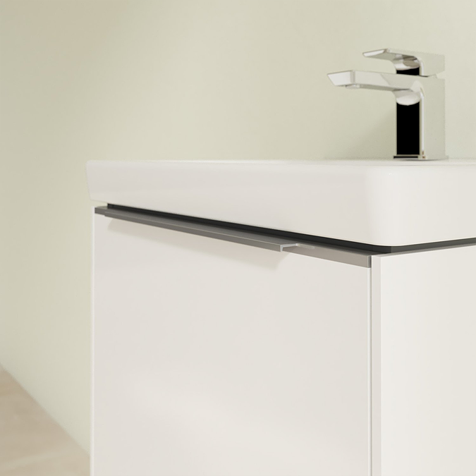 Villeroy and Boch Subway 3.0 White 500mm Wall Hung 1-Drawer Vanity Unit with Glossy Aluminium Handle - Image 4