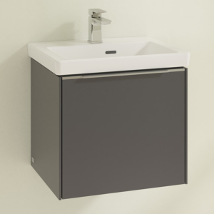 Villeroy and Boch Subway 3.0 Graphite 500mm Wall Hung 1-Drawer Vanity Unit with Glossy Aluminium Handle