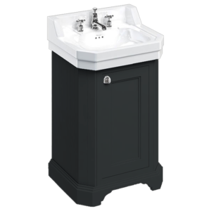 Burlington Edwardian 560mm Basin & Matt Black Freestanding Cloakroom Vanity Unit