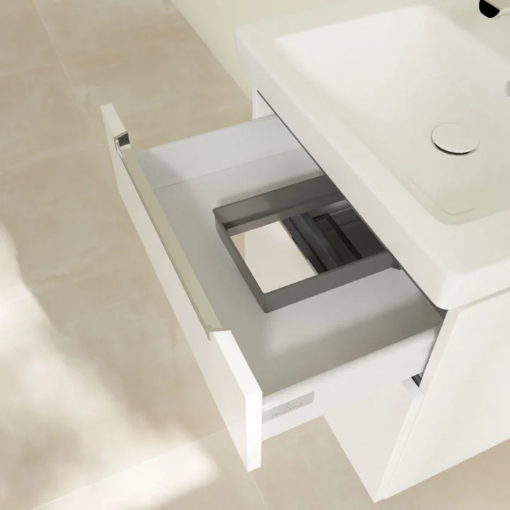Villeroy and Boch Subway 2.0 Glossy White 600mm Wall Hung 2-Drawer Vanity Unit - Image 4