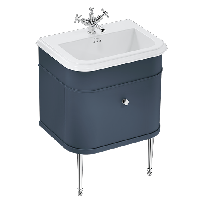Burlington Chalfont 650mm Blue Single Drawer Vanity Unit with 1TH ...