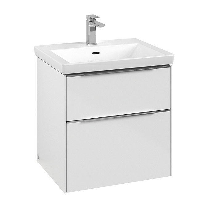 Villeroy and Boch Subway 3.0 Brilliant White 600mm Wall Hung 2-Drawer Vanity Unit with LED Lighting - Image 2
