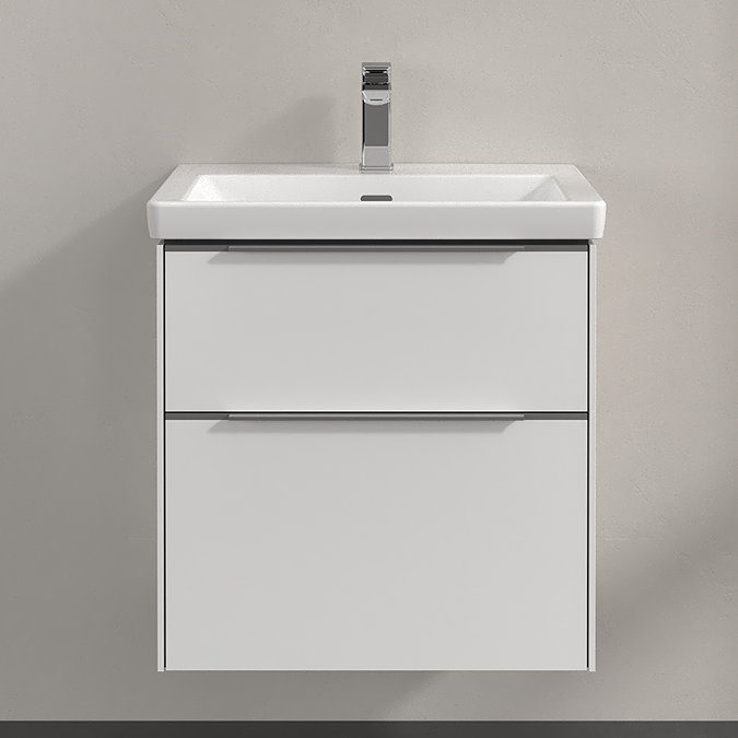 Villeroy and Boch Subway 3.0 Brilliant White 600mm Wall Hung 2-Drawer Vanity Unit with LED Lighting - Image 3
