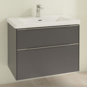 Villeroy and Boch Subway 3.0 Graphite 800mm Wall Hung 2-Drawer Vanity Unit with Glossy Aluminium Handle