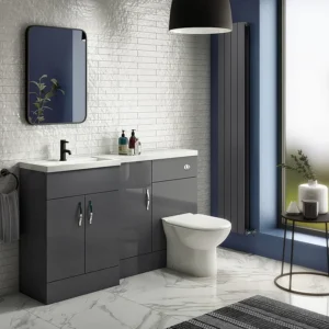 Apollo2 1500mm Gloss Grey Combination Furniture Pack (Excludes Pan + Cistern)