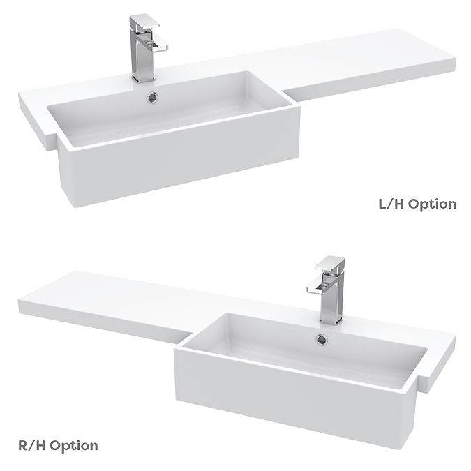 Arezzo 1100 Matt Blue Semi-Recessed Square Combination Vanity Unit (Chrome Flush & Handles) - Image 4