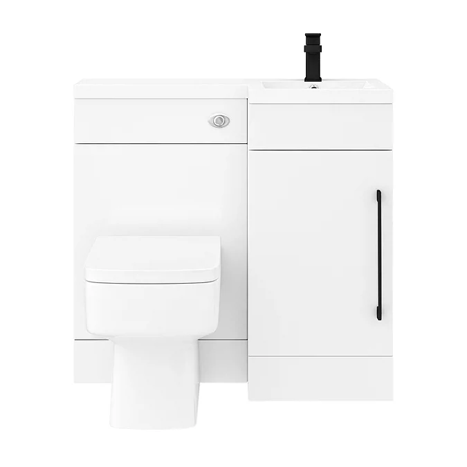 Valencia Bathroom Combination Suite Unit - 900mm Basin w. Black Handle and Square Toilet - Image 3