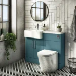 Arezzo 1100 Matt Teal Green Semi-Recessed Round Combination Vanity Unit (Chrome Flush & Handles)