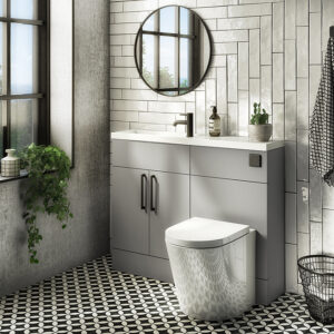 Arezzo 1100 Matt Grey Slimline Combination Vanity Unit (Matt Black Flush & Handles)