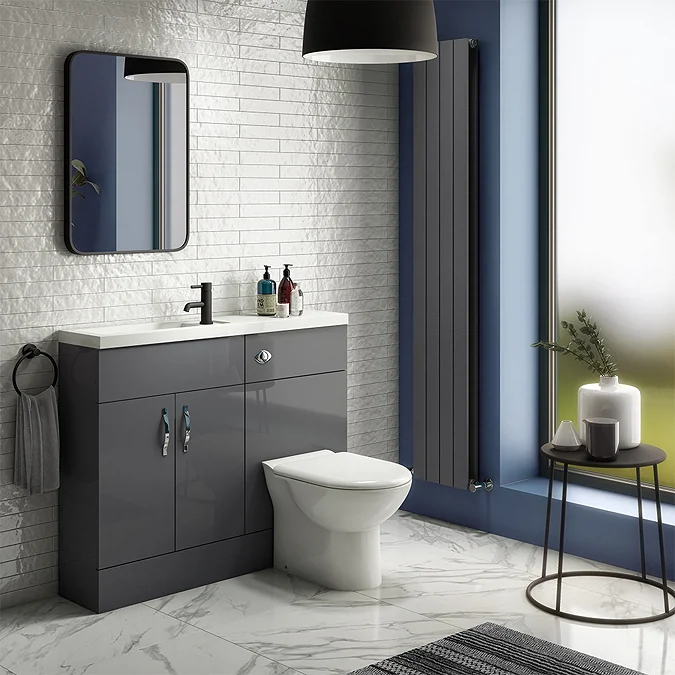 Apollo2 1100mm Gloss Grey Slimline Combination Furniture Pack (Excludes Pan + Cistern)