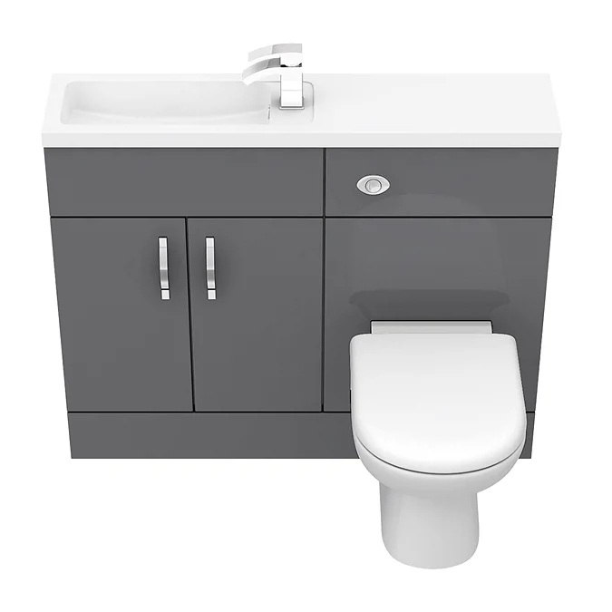 Apollo2 1100mm Gloss Grey Slimline Combination Furniture Pack (Excludes Pan + Cistern) - Image 4