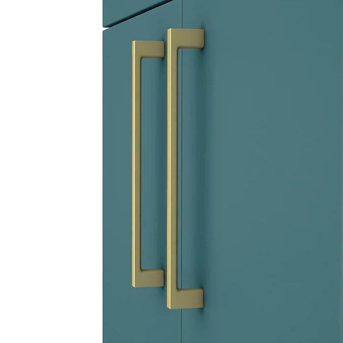 Arezzo 1100 Matt Teal Green Semi-Recessed Round Combination Vanity Unit (Brushed Brass Flush & Handles) - Image 2