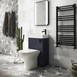 Arezzo Matt Blue 2-In-1 Wash Basin & Toilet (500mm Wide x 300mm) incl. Black Flush