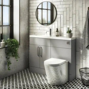 Arezzo 1100 Matt Grey Slimline Combination Vanity Unit (Chrome Flush & Handles)