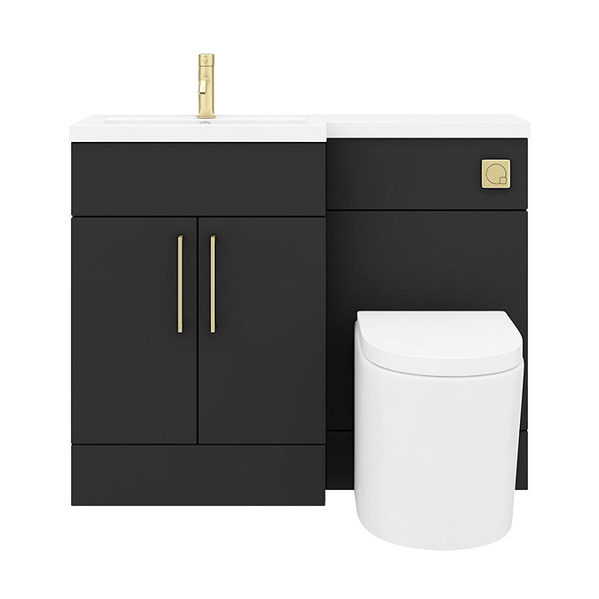 Arezzo 1100 Matt Black Combination Furniture Pack (Brushed Brass Flush & Handles) - Image 2