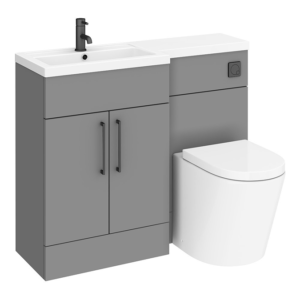 Arezzo 1100 Matt Grey Combination Furniture Pack (Matt Black Flush & Handles)