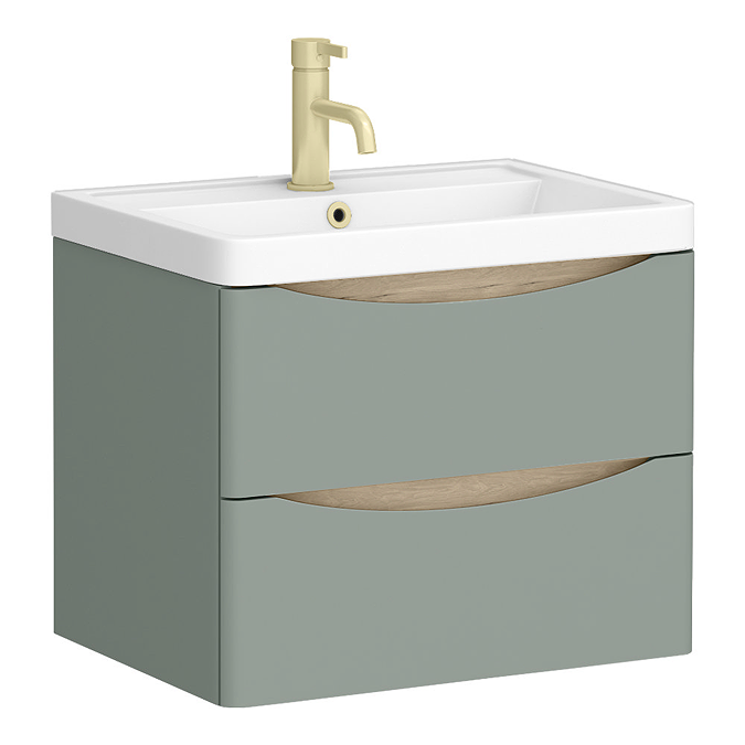 Monza Sage Green Vanity Unit, Tall Storage Unit, and Toilet Package - Image 2