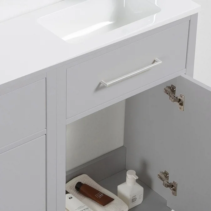 Montrose Dove Grey Combination Vanity and WC Unit with Chrome Handles and Flush - Image 3